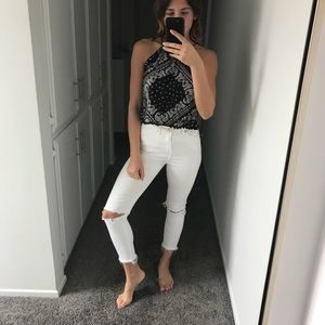 black paisley halter crop top